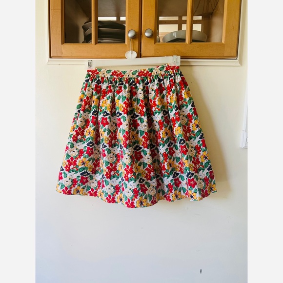 100% Cotton Vintage Vibrant Floral Pleat Skirt - Picture 2 of 7